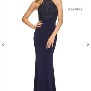 NWT Sherri hill navy blue gorgeous dress SZ4